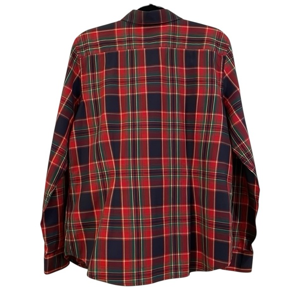 Ralph Lauren cotton Christmas plaid ruffle  button front shirt cuffs collar. XL - Picture 11 of 12